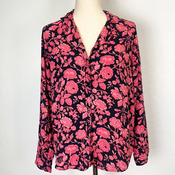 Lucky Brand Tops Black Floral Peasant